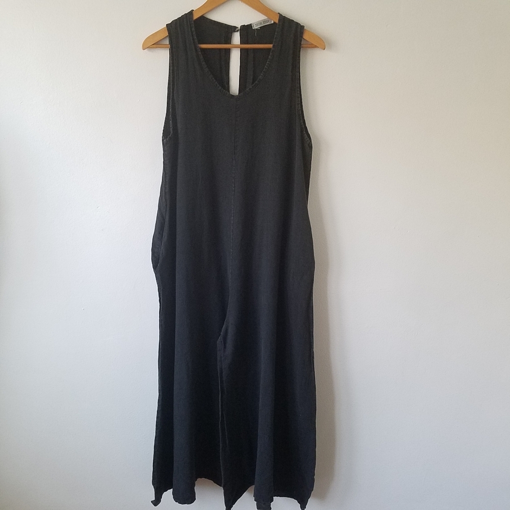Social Study 100% Linen Italy Lagenlook Wide Leg Sleeveless Jumpsuit Large